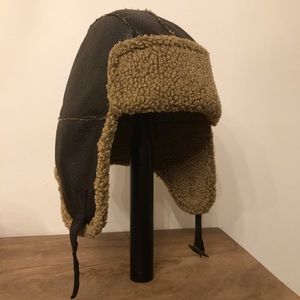 Faux Leather Aviator Hat